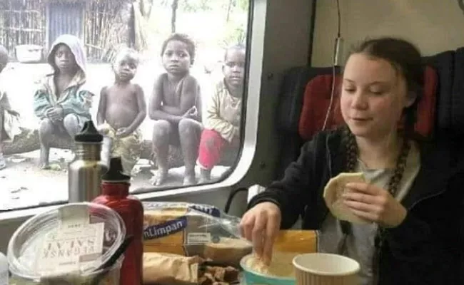 Fact Check: Is Greta Thunberg Eating Food Infront Of Poor Kids Is Real - Sakshi