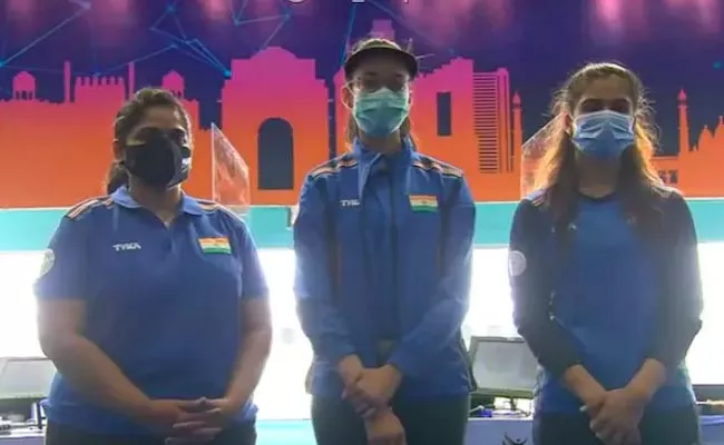 India Win Gold Silver Bronze Medal Womens 25m Pistol Shooting Worldcup - Sakshi