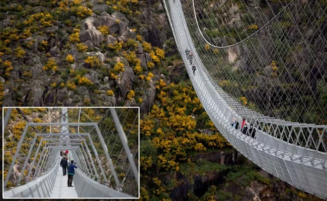 World Longest Pedestrian Suspension Bridge In Portugal - Sakshi