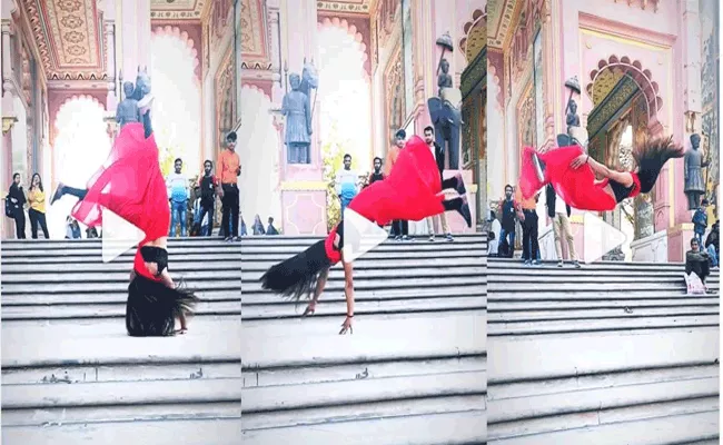 Jaipur Woman Performs Backflip In Saree Video Goes Viral - Sakshi