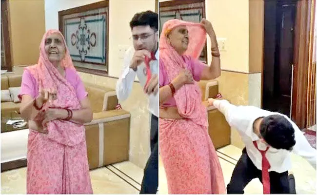 Desi Dadi Snake Dances With Grandson Goes Viral - Sakshi