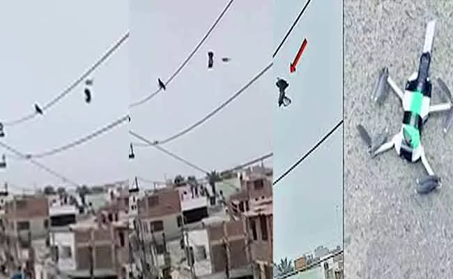 Police Use Drones To Rescue Pigeon Over Stuck On Electric Wires In Peru - Sakshi