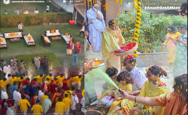 Ram Charan And Mega Family Attends Upasana Sister Marriage Celebration At Gandikota - Sakshi