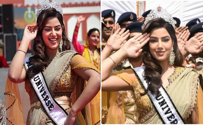 Viral Video: Miss Universe Harnaaz Sandhu Dances with ITBP Families - Sakshi