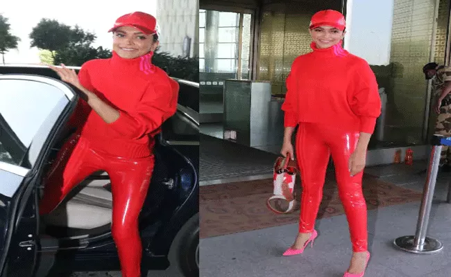 Deepika Padukone Gets Trolled by Netizens for Hot Red Look in Airport - Sakshi