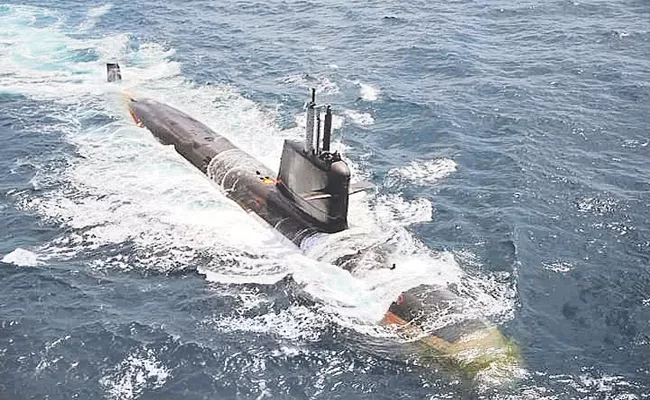 INS Wagshir Submarine entering into sea - Sakshi