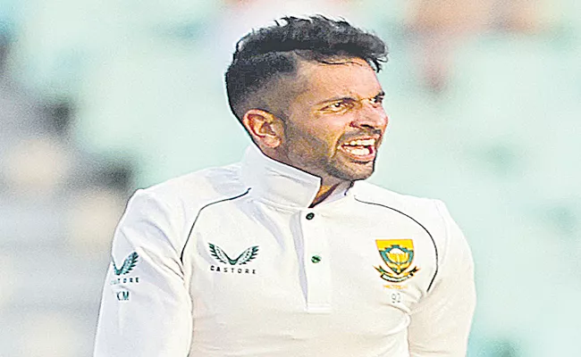 Keshav Maharaj takes seven wickets as South Africa thrash Bangladesh by 220 runs in first - Sakshi