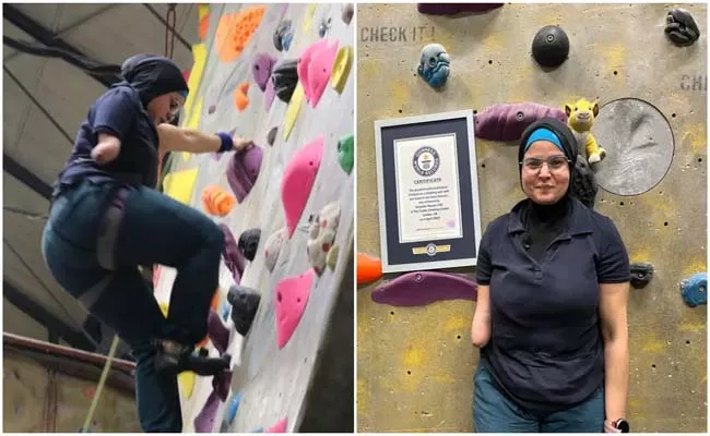 One Handed Woman Set Guinness Record Climbing Vertical Wall - Sakshi