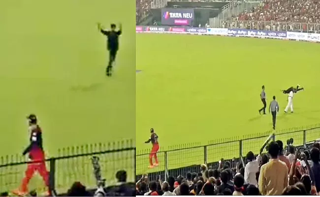 IPL 2022: Kohli Hillarious Reaction After Police Takes Intruder Out - Sakshi