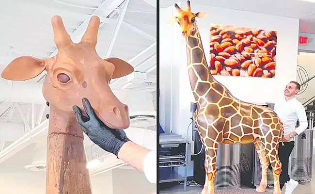 Amaury Guichon 8 Feet Tall Chocolate Giraffe - Sakshi