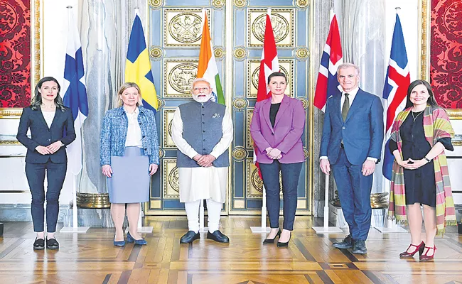 PM Narendra Modi meets Norwegian counterpart in Denmark for bilateral talks - Sakshi