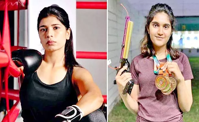 Telangana Government Reward Boxer Nikhat Zareen-Shooter Isha SIngh Rs 2Crore - Sakshi