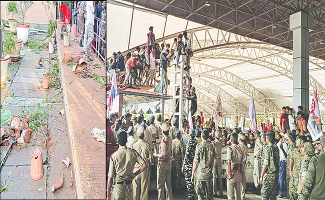 Janasena Party Activists Attack On YSRCP Andhra Pradesh Ministers - Sakshi