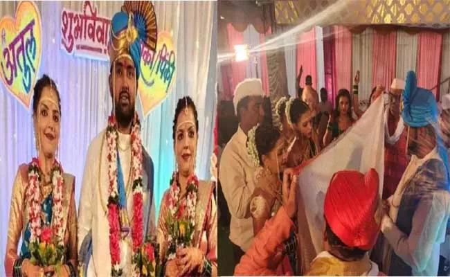 Twin Sisters Get Married Same Man In Solapur Video Goes Viral - Sakshi