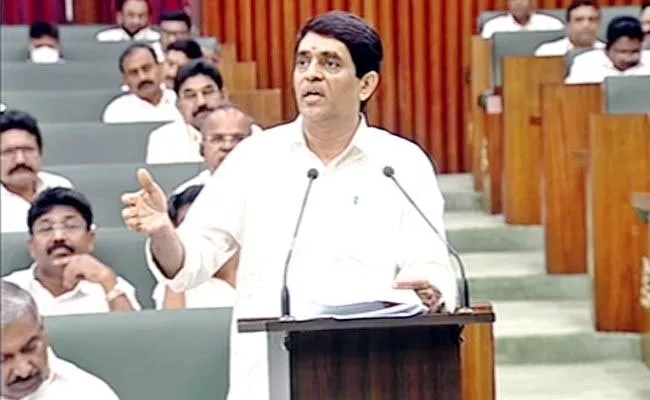 Finance Minister Buggana Rajendranath in the debate on the budget - Sakshi