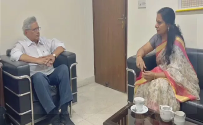 MLC Kavitha Meets Sitaram Yechury - Sakshi