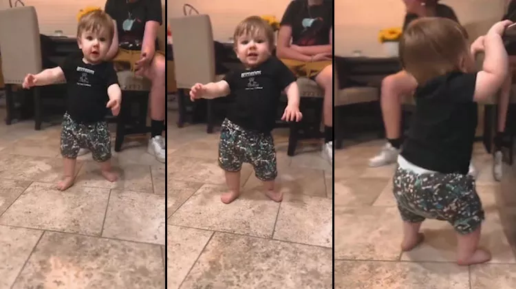 Viral Video Toddler Learning To Walk Suddenly Starts Dancing