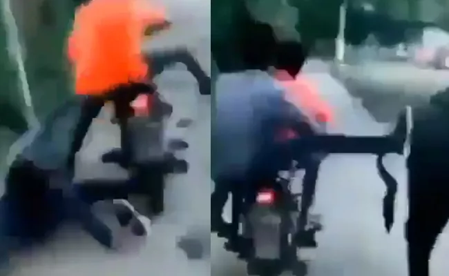 Instant Karma Boy Kicks Buffalo From Moving Bike Gets Punishment - Sakshi