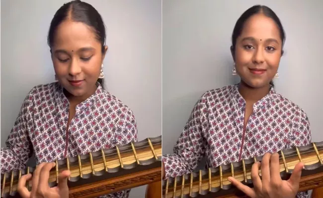 Medical student Kushala masterfully played the calming melody on the veena - Sakshi