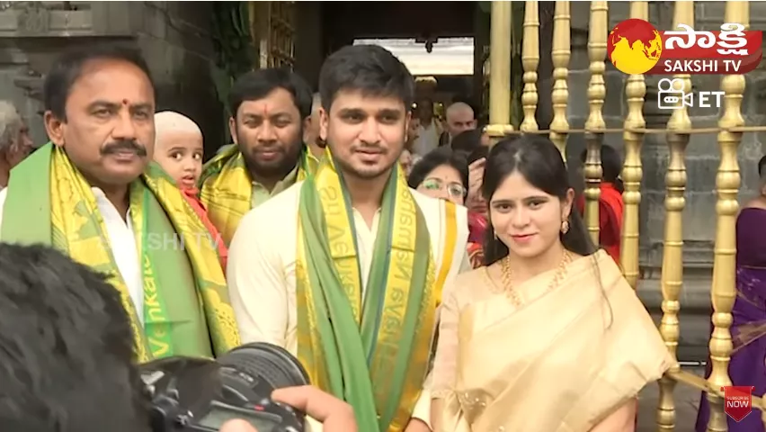 Hero Nikhil Siddhartha With His Wife Pallavi Visits Tirumala Temple