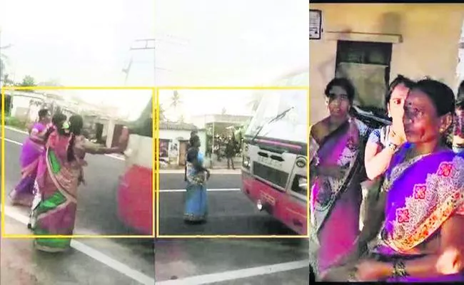 Karnataka: Bus Conductor Rash Driving Infront Women - Sakshi