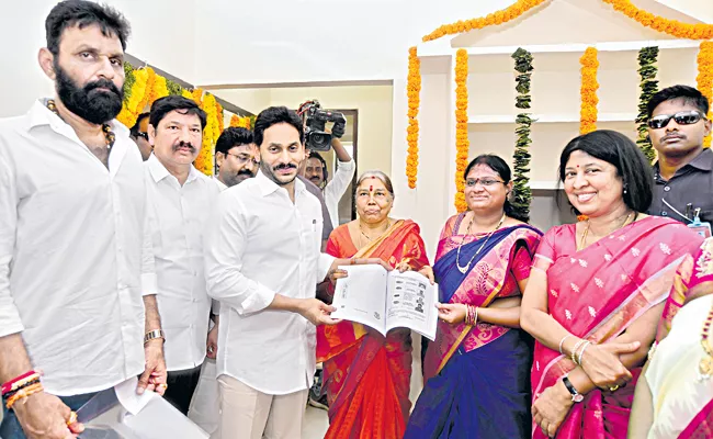 CM Jagan at Tidco house handover program in Gudivada - Sakshi