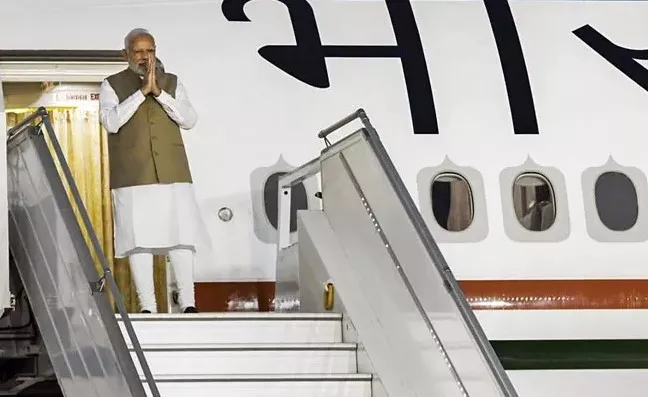 PM Narendra Modi Leaves To Egypt After Historical US Tour  - Sakshi
