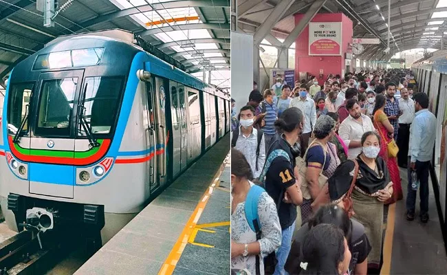 Hyderabad Metro Rail Reaches Historic Milestone Passenger Number Crosses 5 Lakhs - Sakshi