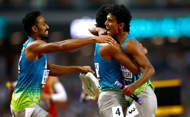  India mens 4400m relay team finishes in 5th place - Sakshi