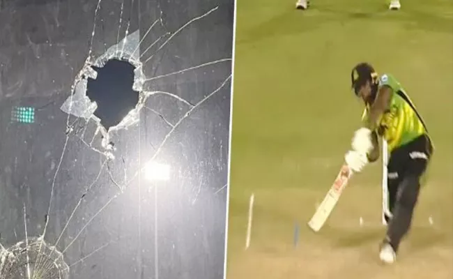 CPL 2023: Fabian Allen Smashes Window With Monstrous Straight 6 - Sakshi