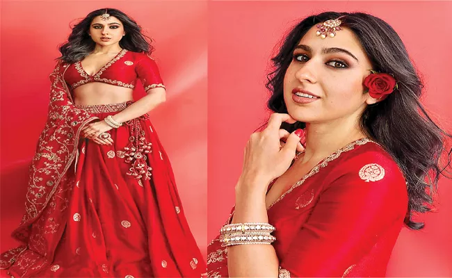 Sara Ali Khan Embraces The Bridal Red As She Walks The Ramp - Sakshi
