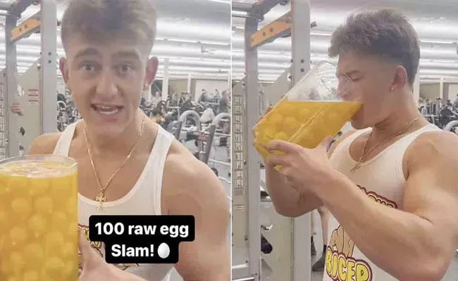Youtuber Drinks 100 Raw Eggs To Celebrate 100k Followers Video Viral - Sakshi