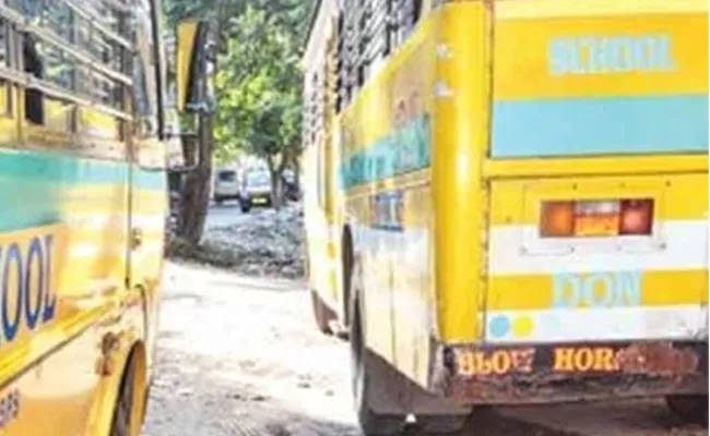 Three Year Old Girl Died After Falling Under School Bus In Hyderabad - Sakshi