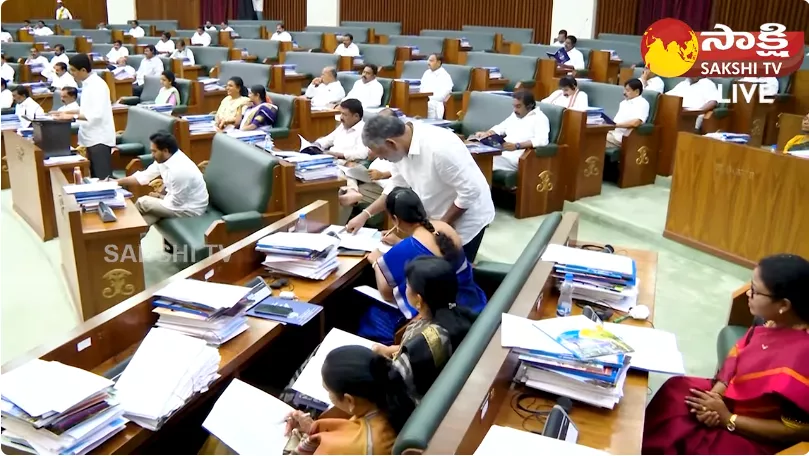 Visuals of Minister Buggana Rajendranath Reddy introducing Vote on Account Budget 