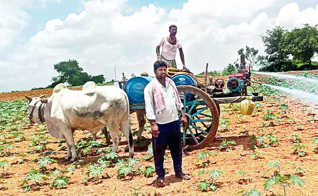 Sagubadi: A New Method Of Spraying Was Invented By Young Farmer Makdum Ali - Sakshi