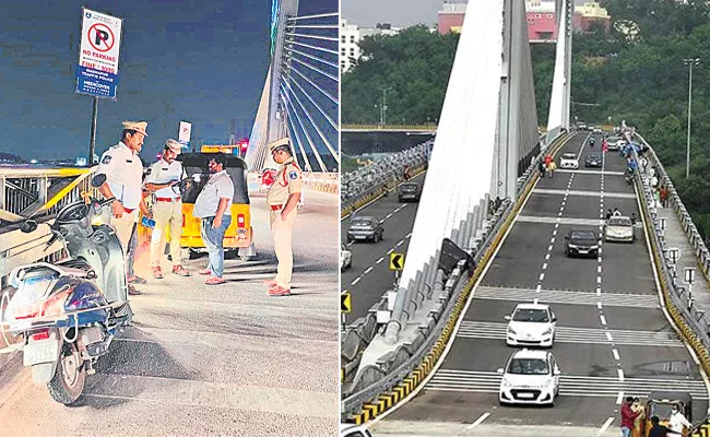 Madapur traffic Special drive On Cable Bridge - Sakshi