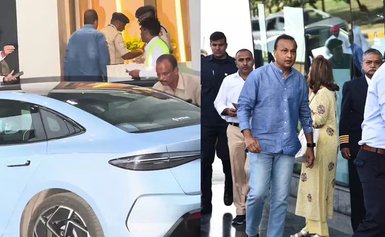 Anil Ambani Arrives Airport BYD Seal EV