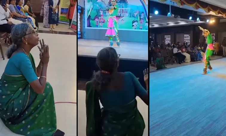autism girl dancing on the stage  while her mother helping check here 