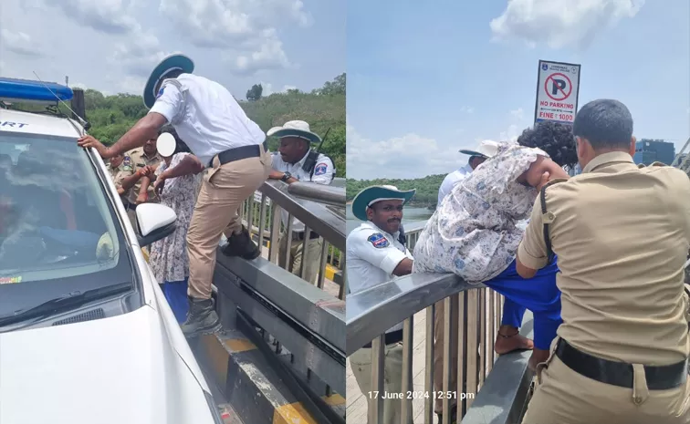 Madhapur Traffic Police Saves A Woman At Durgam Cheruvu Cable Bridge