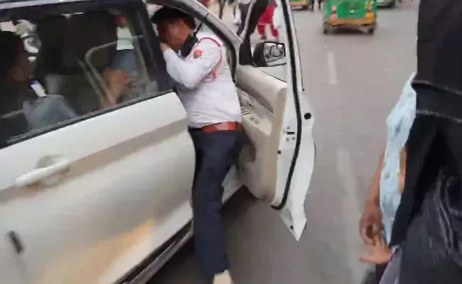 Haryana Traffic Cop Dragged By Drunk Driver Video Viral