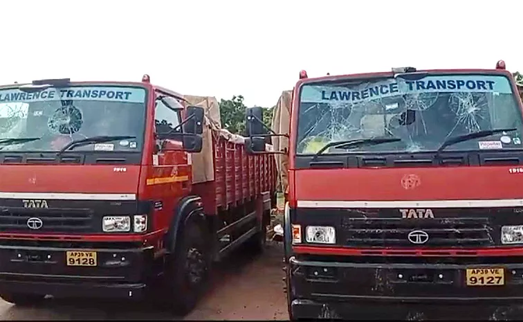 TDP Leaders Vandalized Lorries In Mylavaram Mandal Of YSR District