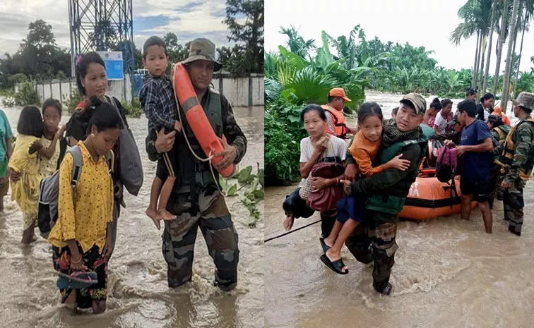 flood relief operations  carried by Indian Army in Assam Arunachal Pradesh