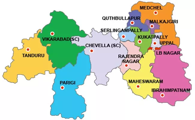  Rangareddy district Link with 5 Lok Sabha seats 