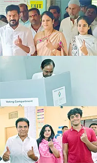 Political Leaders And Families Cast Their Vote In Telangana: Photos
