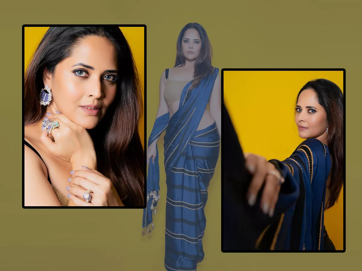 Anasuya Bharadwaj Stunning New Glam Stills In Saree: Photos