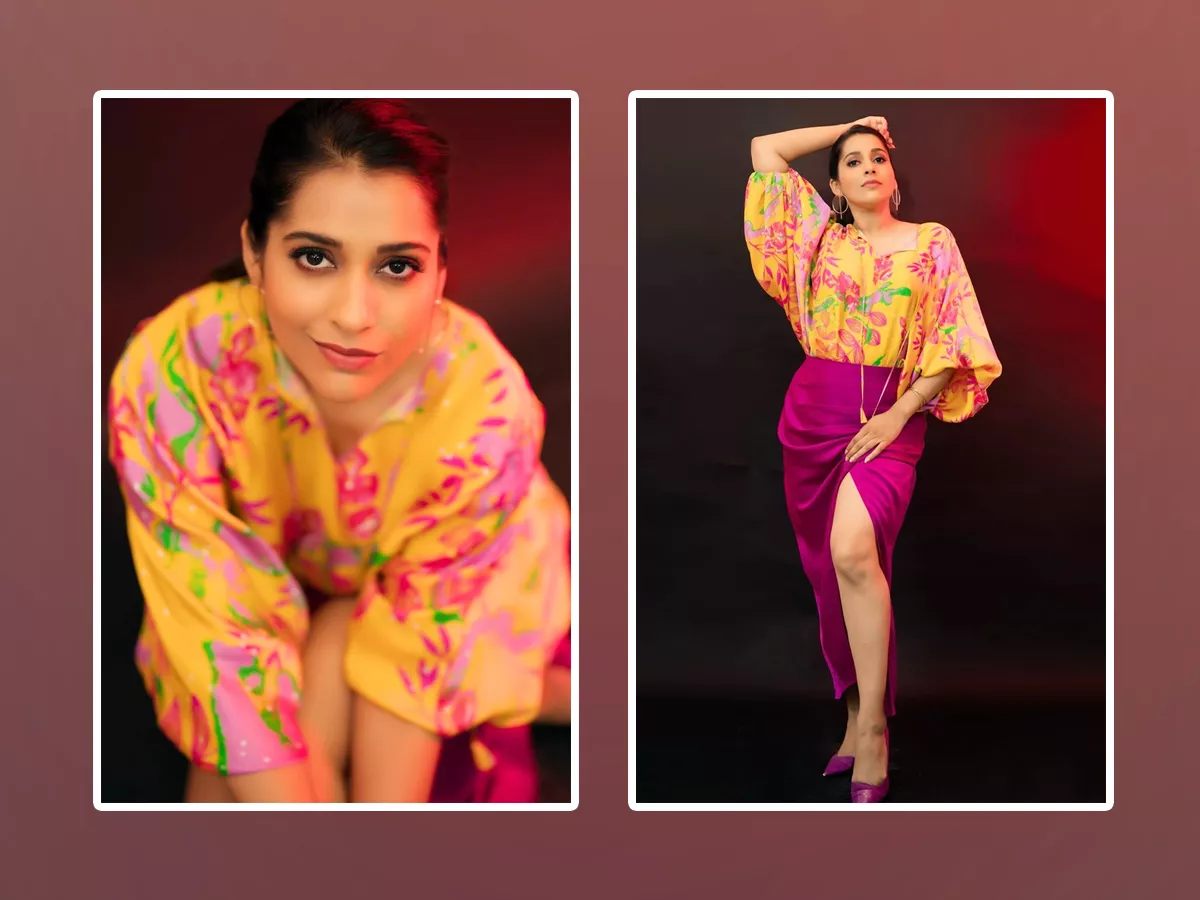 Anchor Rashmi Gautam Glamorous Photos In Yellow And Pink Dress