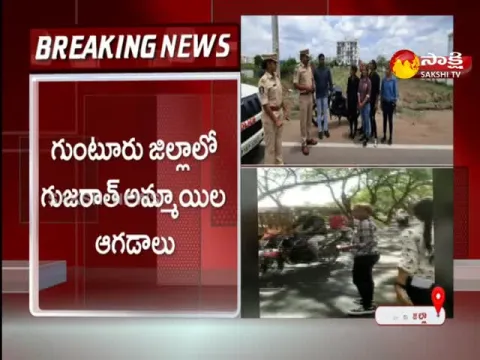 Gujarati Girls Hulchul On The Road At Guntur District