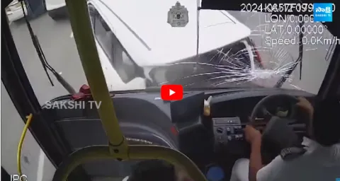 Bus Driver Loses Control Crashes Into Bikes Cars
