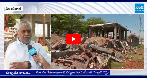 Malladi Vishanu Fire On VMC Officials Demolished Ganesh Temple  1