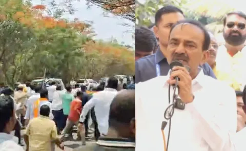Congress Youth Leaders Block BJP MP Etela Rajender House7